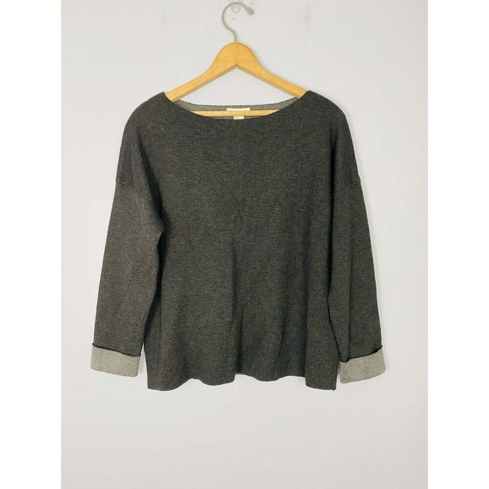 H&M Basic Womens Size Med Sweater Gray Tight Knit Preppy Minimal Basic Cozy